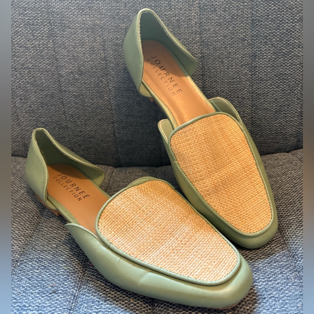 Journee Collection Sage and Beige Slip-Ons